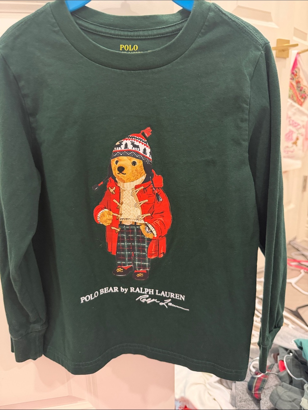 Polo by Ralph Lauren Dark Green Long-Sleeve Polo Bear Graphic Tee